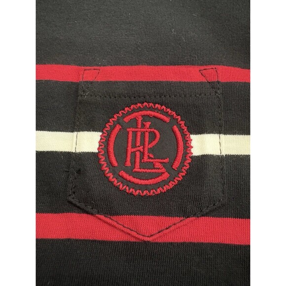 Lauren Ralph Lauren NWT Black w/ Red White Stripes LRL Crest  Womans Blouse Sz M - Picture 10 of 11